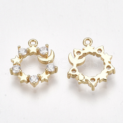 Brass Cubic Zirconia Charms X-KK-S348-310-1