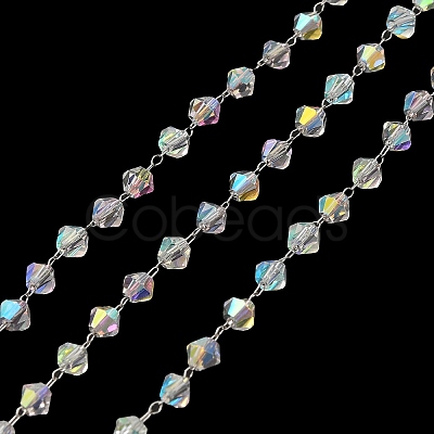 Glass Bicone Beaded Chains CHS-B004-04P-1