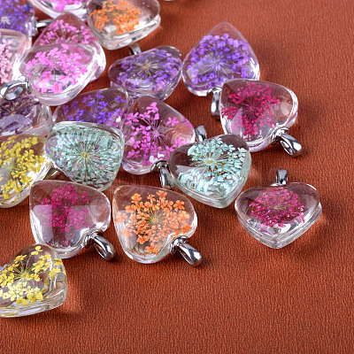 Heart Alloy Glass Pendants GLAA-Q049-20mm-03P-1