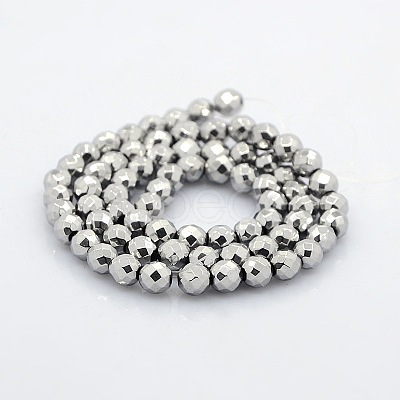 Faceted Round Non-magnetic Synthetic Hematite Beads Strands G-P061-59-1