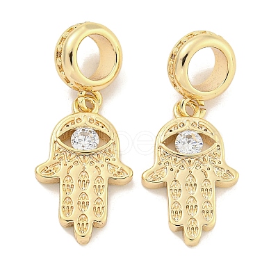 Brass Pave Clear Cubic Zirconia European Dangle Charms KK-S386-34G-1