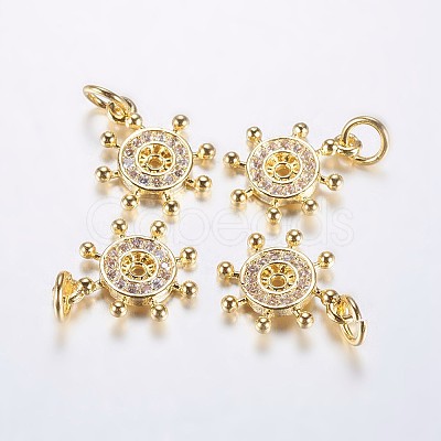 Long-Lasting Plated Brass Micro Pave Cubic Zirconia Charms X-ZIRC-F069-47G-1