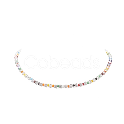 Natural Quartz Crystal & Glass Seed Bead Beaded Necklaces for Women NJEW-JN04262-1