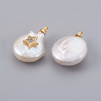 Natural Cultured Freshwater Pearl Pendants PEAR-F008-18G-1