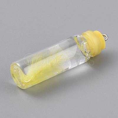 Transparent Glass Bottle Pendant Decorations EGLA-B002-01A-1