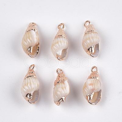 Electroplate Spiral Shell Pendants SSHEL-T006-12-1