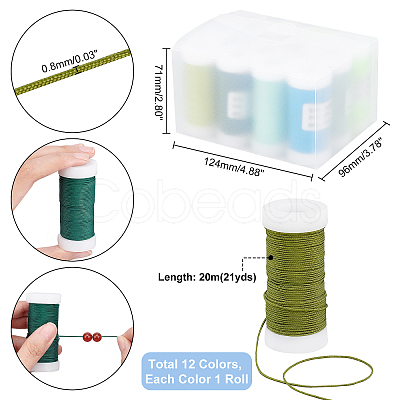 12 Rolls 12 Colors Nylon Cord OCOR-WH0066-69B-1