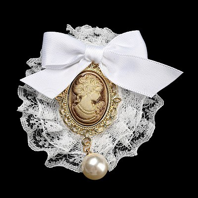 Romantic Classic Polyester Lace Bowknot Brooch for Women JEWB-B011-02C-1