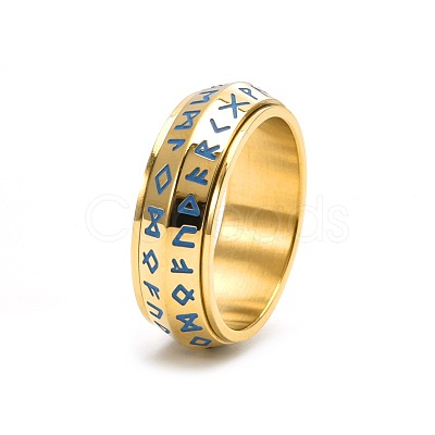 Rune Words Viking Amulet Titanium Steel Rotating Finger Ring PW-WG36209-12-1