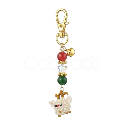 Christmas Santa Claus Handmade Glass Seed Beads Pendant Decorations HJEW-MZ00068-02-1