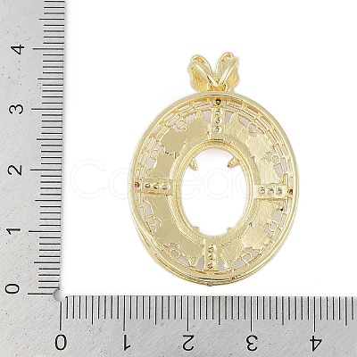 Brass Micro Pave Cubic Zirconia Oil Drip Pendant Cabochon Settings KK-U026-19G-1