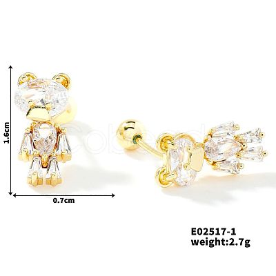 Delicate Cartoon Daily Commute Brass Pave Clear Cubic Zirconia Cartilage Earrings HK9151-1-1