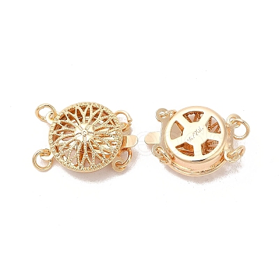 Rack Plating Flower Brass Box Clasps KK-QA183-99G-1