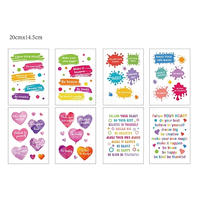 8 Sheets 8 Styles PVC Waterproof Wall Stickers DIY-WH0345-030-1