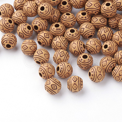 Imitation Wood Acrylic Beads X-SACR-Q186-09-1