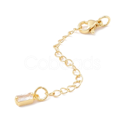 Brass Micro Pave Cubic Zirconia Chain Extender KK-C238-09G-1