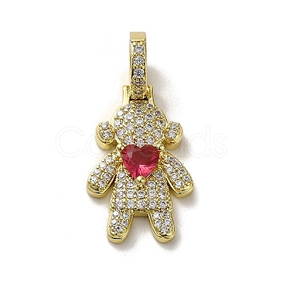 Rack Plating Brass Micro Pave Clear Cubic Zirconia Pendants KK-R158-02E-G-1