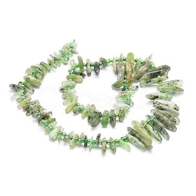 Natural Green Quartz Beads Strands G-E569-O15-1