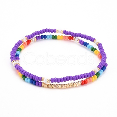 Glass Seed Beads Stretch Bracelets BJEW-JB06294-1