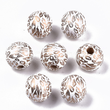 Spray Painted Natural Wooden Beads WOOD-R270-04-1