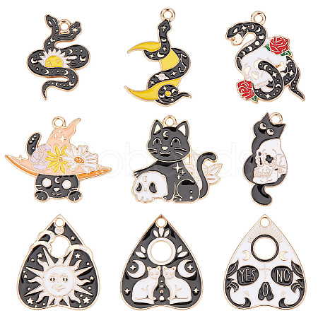 SUNNYCLUE 18Pcs 9 Style Alloy Enamel Pendants FIND-SC0003-77-1