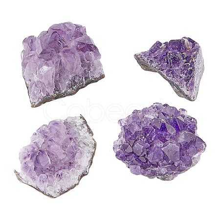 SUPERFINDINGS 4Pcs 4 Style Natural Amethyst Clusters Ornaments G-FH0002-04-1