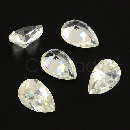 Teardrop Shaped Cubic Zirconia Pointed Back Cabochons ZIRC-R011-14x10-02-1