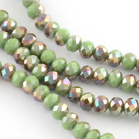 Electroplate Glass Faceted Rondelle Bead Strands X-EGLA-Q054-6mm-09-1