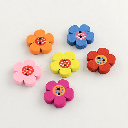 2-Hole Dyed Wooden Buttons X-BUTT-R030-32-1