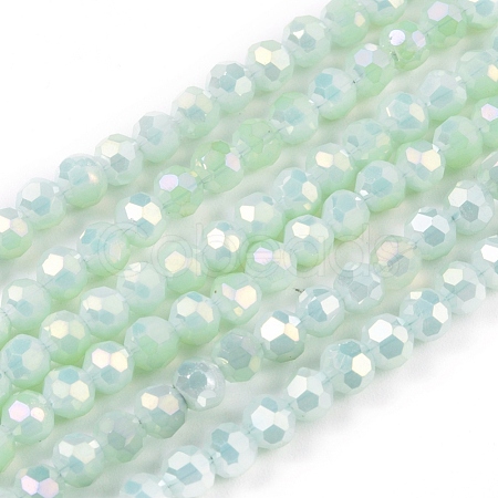 Round Full Rainbow Plated Faceted(32 Facets) Electroplate Glass Beads Strands X-EGLA-J130-FR17-1