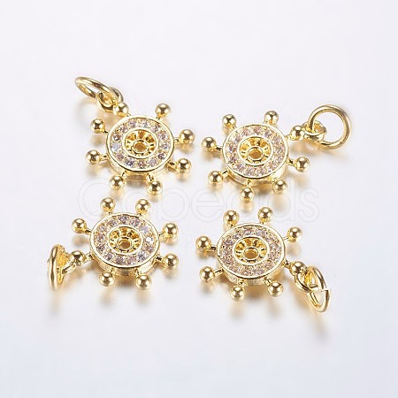 Long-Lasting Plated Brass Micro Pave Cubic Zirconia Charms X-ZIRC-F069-47G-1