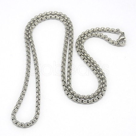 Trendy Men's 201 Stainless Steel Box Chain Necklaces NJEW-L043A-46P-1