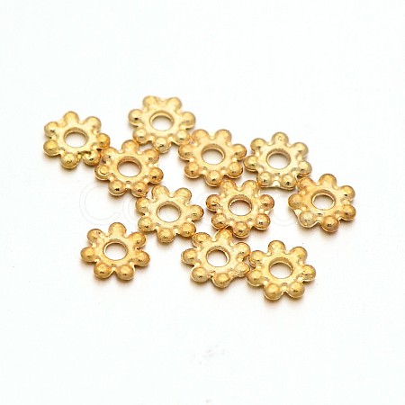 Light Gold Plated Alloy Flower Daisy Spacer Beads PALLOY-E385-04KCG-1