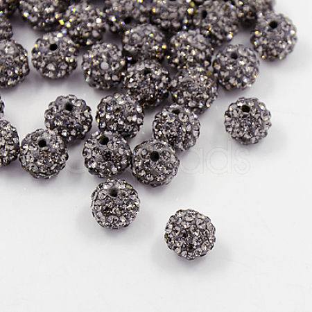 Black Diamond Grade A Round Pave Disco Ball Beads X-RB-H258-10MM-215-1