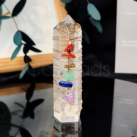 Chakra Natural Quartz Crystal Pointed Prism Bar Home Display Decorations G-PW0007-110A-1