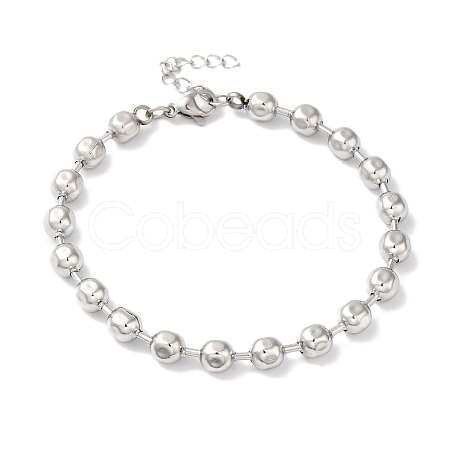 304 Stainless Steel Ball Chain Beaded Bracelets for Women BJEW-B092-05P-1