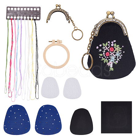 Tree Pattern Kiss Lock Purse Embroidery Starter Kit DIY-WH0043-46-1