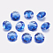 Faceted Glass Rhinestone Charms, Imitation Austrian Crystal, Flat Round, Sapphire, 12x6mm, Hole: 1.5mm