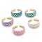 Brass Enamel Cuff Rings, Open Rings, Long-Lasting Plated, Star, Golden, Mixed Color, US Size 6 3/4(17.1mm)