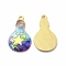 Alloy Printed Pendants, Cadmium Free & Nickel Free & Lead Free, Bulb, Colorful, 28x17x2mm, Hole: 1.8mm