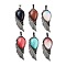 Synthetic Mixed Stone Big Pendants, Wing Charms with Alloy Findings, Antique Silver, 56.5~57x22.5~23x7~8mm, Hole: 4x8.5mm