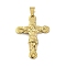 PVD Vacuum Plating 304 Stainless Steel Pendants, Cross with Jesus Charm, Religion, Golden, 45x31.5x6mm, Hole: 4.5x8mm