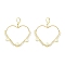 Brass Leverback Earrings, with Glass Beads and 304 Stainless Steel Leverback Earring Findings, Heart, Golden, 68x50mm