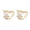 Brass Micro Pave Clear Cubic Zirconia Charms, Nickel Free, Heart with Flower, Real 18K Gold Plated, 11x13x3mm, Hole: 1.2mm