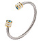 December Twisted Stainless Steel Rhinestone Open Cuff Bangles, Torque Bangles for Women