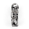 304 Stainless Steel Beads, Column with Skull, Antique Silver, 32x10.5x13mm, Hole: 7mm