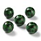 Printed Wood European Beads, Round with Tartan Pattern, Dark Green, 13.5x13mm, Hole: 4mm