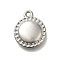 Anti-Tarnish 304 Stainless Steel Pendants, Flat Round Charm, Stainless Steel Color, 16x13x3mm, Hole: 1.6mm