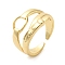 Oval Buckle Brass Double Layer Open Cuff Rings for Women, Golden, 16mm, Adjustable