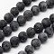 Natural Larvikite Beads Strands, Frosted, Round, 12mm, Hole: 1mm, about 32pcs/strand, 15.1 inch